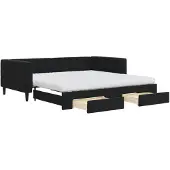 vidaXL Slaapbank met onderschuifbed en lades 100x200 cm fluweel zwart