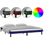 vidaXL Bedframe LED massief hout zwart 120x190 cm