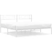 vidaXL Bedframe met hoofdbord metaal wit 200x200 cm