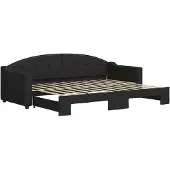 vidaXL Slaapbank met onderschuifbed 80x200 cm stof zwart