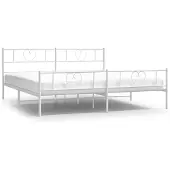 vidaXL Bedframe met hoofd- en voeteneinde metaal wit 193x203 cm