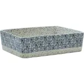 vidaXL Opzetwasbak rechthoekig 46x35,5x13 cm keramiek grijs en blauw