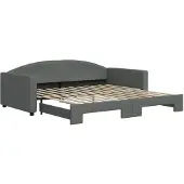 vidaXL Slaapbank met onderschuifbed 100x200 cm stof donkergrijs