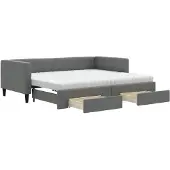 vidaXL Slaapbank onderschuifbed en lades 90x200 cm stof donkergrijs