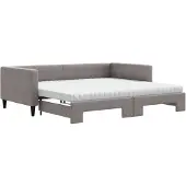 vidaXL Slaapbank met onderschuifbed en matrassen 100x200 cm stof taupe