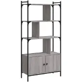 vidaXL Boekenkast met deuren 76,5x30x154,5 cm hout grijs sonoma eiken