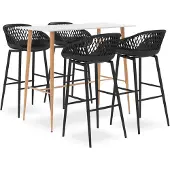 vidaXL 5-delige Barset wit en zwart