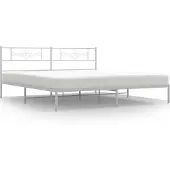 vidaXL Bedframe met hoofdbord metaal wit 200x200 cm