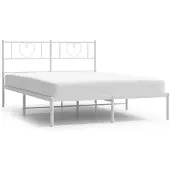 vidaXL Bedframe met hoofdbord metaal wit 140x200 cm