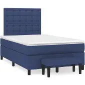 vidaXL Boxspring met matras stof blauw 120x200 cm