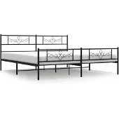 vidaXL Bedframe met hoofd- en voeteneinde metaal zwart 193x203 cm