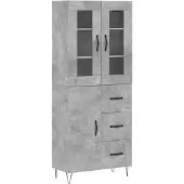 vidaXL Hoge kast 69,5x34x180 cm bewerkt hout betongrijs