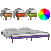 vidaXL Bedframe LED hout honingbruin 120x190 cm