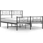 vidaXL Bedframe met hoofd- en voeteneinde metaal zwart 135x190 cm
