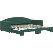 vidaXL Slaapbank met onderschuifbed 100x200 cm fluweel donkergroen