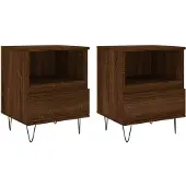 vidaXL Nachtkastjes 2 st 40x35x50 cm bewerkt hout bruin eikenkleur