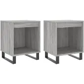 vidaXL Nachtkastjes 2 st 40x35x50 cm bewerkt hout grijs sonoma eiken