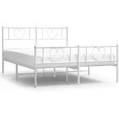 vidaXL Bedframe met hoofd- en voeteneinde metaal wit 160x200 cm