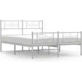 vidaXL Bedframe met hoofd- en voeteneinde metaal wit 140x190 cm