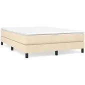 vidaXL Boxspring met matras stof crèmekleurig 140x190 cm