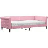 vidaXL Slaapbank met matras 100x200 cm fluweel roze