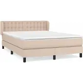vidaXL Boxspring met matras kunstleer cappuccinokleurig 140x200 cm