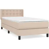 vidaXL Boxspring met matras kunstleer cappuccinokleurig 90x200 cm