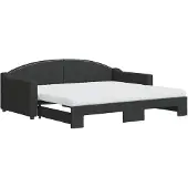vidaXL Slaapbank met onderschuifbed en matrassen 90x190 cm stof zwart