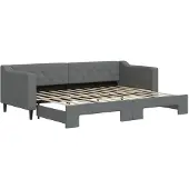 vidaXL Slaapbank met onderschuifbed 80x200 cm stof donkergrijs