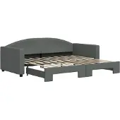 vidaXL Slaapbank met onderschuifbed 90x190 cm stof donkergrijs