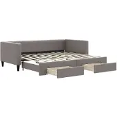 vidaXL Slaapbank met onderschuifbed en lades 90x200 cm stof taupe