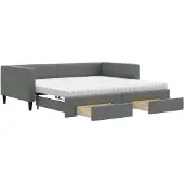vidaXL Slaapbank onderschuifbed en lades 100x200 cm stof donkergrijs