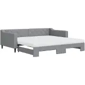 vidaXL Slaapbank onderschuifbed matrassen 100x200 cm stof lichtgrijs