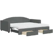 vidaXL Slaapbank onderschuifbed en lades 90x190 cm stof donkergrijs