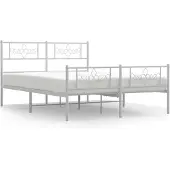 vidaXL Bedframe met hoofd- en voeteneinde metaal wit 120x200 cm