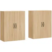 vidaXL Hangkasten 2 st bewerkt hout sonoma eikenkleurig