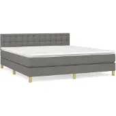 vidaXL Boxspring met matras stof donkergrijs 160x200 cm