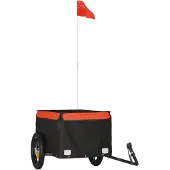 vidaXL - Fietstrailer - 30 - kg - ijzer - zwart - en - oranje