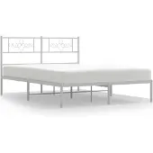 vidaXL Bedframe met hoofdbord metaal wit 120x200 cm
