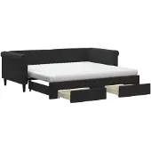 vidaXL Slaapbank met onderschuifbed en lades 90x190 cm fluweel zwart