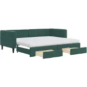 vidaXL Slaapbank onderschuifbed en lades 90x200 cm fluweel donkergroen