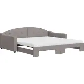 vidaXL Slaapbank met onderschuifbed en matrassen 100x200 cm stof taupe