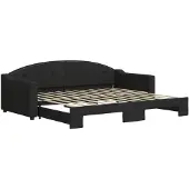 vidaXL Dagbed uitschuifbaar, zwart, 90x200 cm, met stoffen bekleding