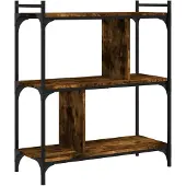 vidaXL Boekenkast 3-laags 76x32x88 cm bewerkt hout gerookt eikenkleur