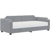 vidaXL Slaapbank met matras 80x200 cm stof lichtgrijs