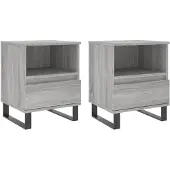 vidaXL Nachtkastjes 2 st 40x35x50 cm bewerkt hout grijs sonoma eiken