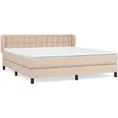 vidaXL Boxspring met matras kunstleer cappuccinokleurig 180x200 cm
