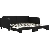 vidaXL Slaapbank met onderschuifbed 100x200 cm stof zwart