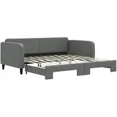 vidaXL Dagbed, uitschuifbaar, donkergrijs, 100x200 cm, met stoffen bekleding