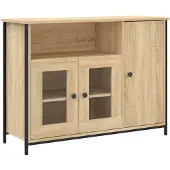 vidaXL Dressoir 100x35x75 cm bewerkt hout sonoma eikenkleurig